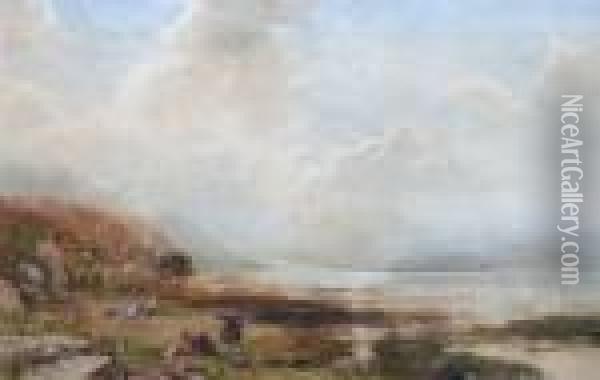 A Lake Landscape With Highland Cattle Oil Painting - William Bingham McGuinness