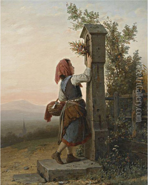 Auf Dem Heimwege (on The Way Home) Oil Painting - Meyer Georg von Bremen