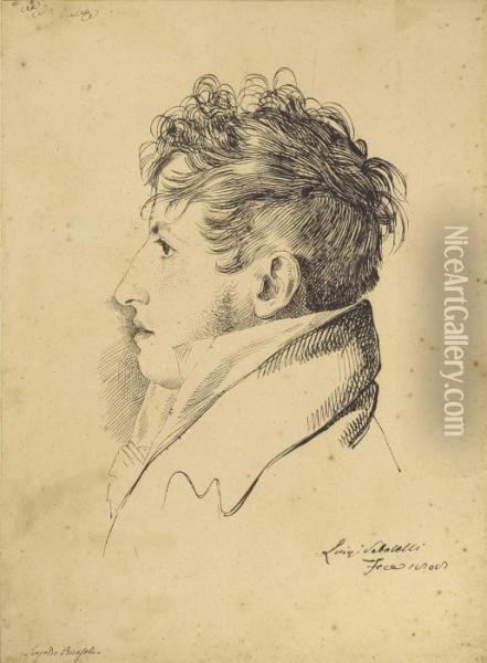 Portrait Du Marquis Pietro Leopoldo Ricasoli Zanchini Oil Painting - Luigi Sabatelli