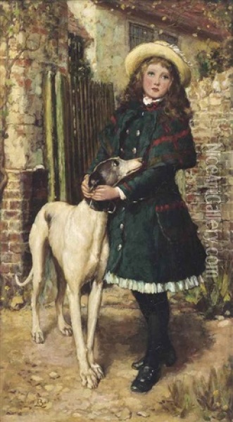 At The Garden Gate Oil Painting - Briton Riviere