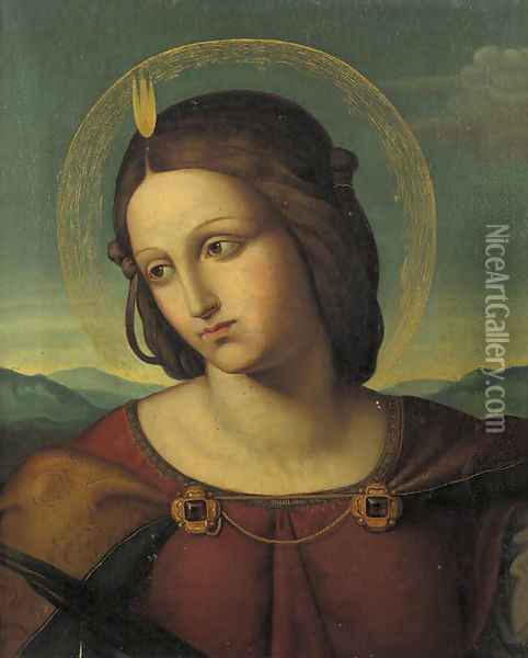 A female Saint Oil Painting - Pietro Vannucci Perugino
