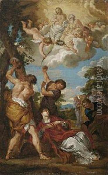 Martyrdom Of St. Stephen Oil Painting - Cirlce Of Filippo Lauri