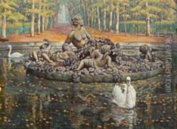 Bassin De Flore, Versailles Oil Painting - Lili Elbe