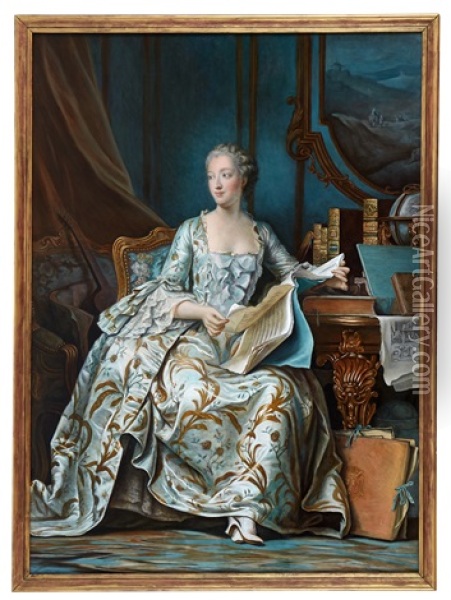 Jeanne Poisson, Madame De Pompadour Oil Painting - Maurice Quentin de La Tour