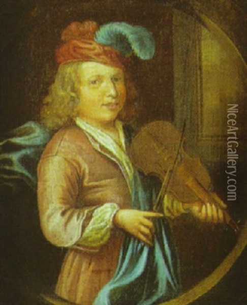 Portrait D'homme Jouant Du Violon Oil Painting - Matthys Naiveu