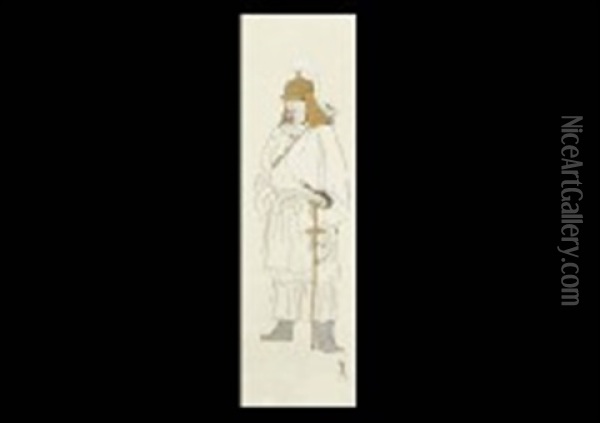 Kanmu Emperor Oil Painting - Kimura Buzan