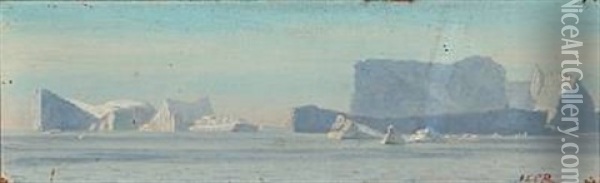 From A Greenlandic Fiord Oil Painting - Carl (Jens Erik C.) Rasmussen