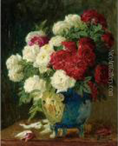 Vase De Roses Oil Painting - Pierre Eugene Montezin