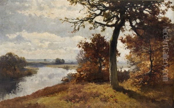 Herbstlandschaft Oil Painting - Georg Bernhard Mueller vom Siel
