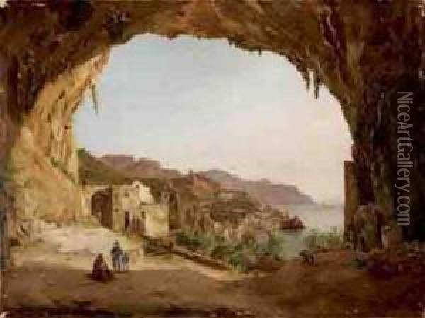 Amalfi Dalla Grotta Del Convento Dei Cappuccini Oil Painting - Teodoro Guglielmo Witting