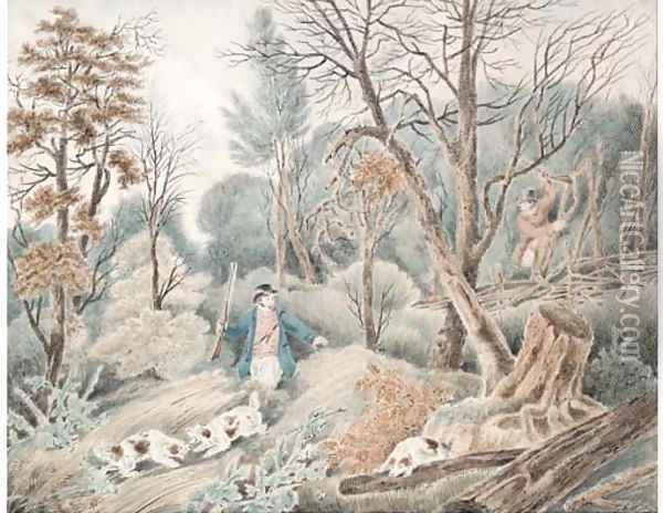 Huntsmen in a wood Oil Painting - Samuel Howitt