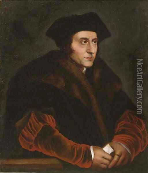 Portrait of Sir Thomas More (1478-1535), half-length, in a fur lined coat Oil Painting - Hans Holbein the Younger