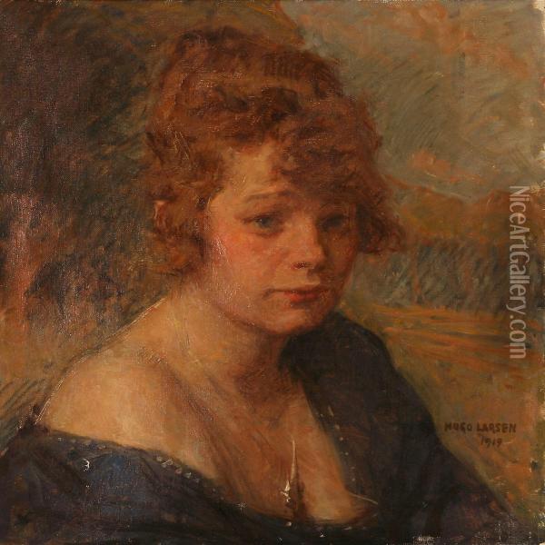 Portrait Of Nanny Vaslev Oil Painting - Hugo Valdemar Larsen