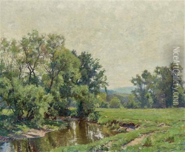 Summer Day With Stream In South Egremont Oil Painting - Hugh Bolton Jones