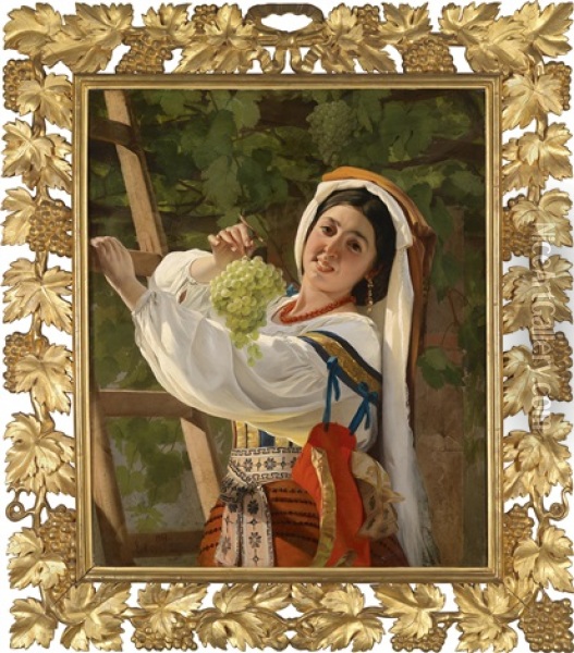 Lachendes Madchen In Suditalienischer Tracht Oil Painting - Evgraf Semenovich Sorokin