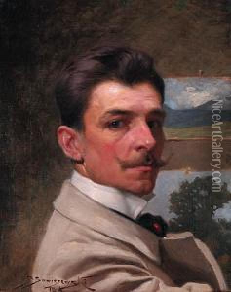 Autoportret, 1904 R. Oil Painting - Stanislaus Sawiczewski