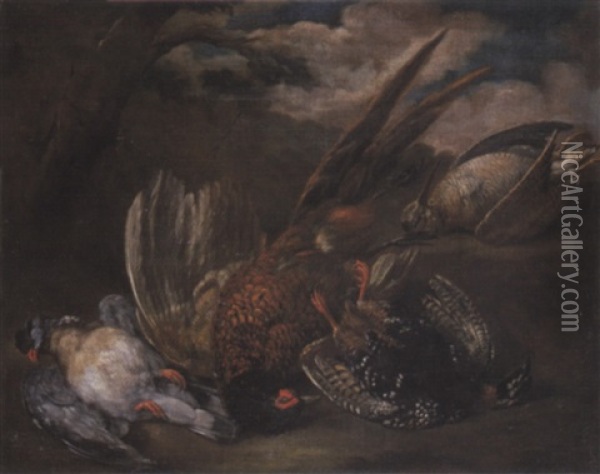 Cacciagione In Un Paesaggio Oil Painting - Angelo Maria (Crivellone) Crivelli