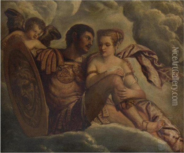 Venus And Mars Oil Painting - Jacopo Robusti, II Tintoretto