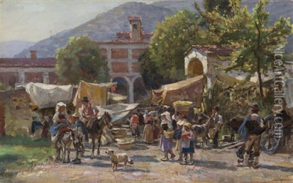 Il Mercato Oil Painting - Franz Theodor Aerni