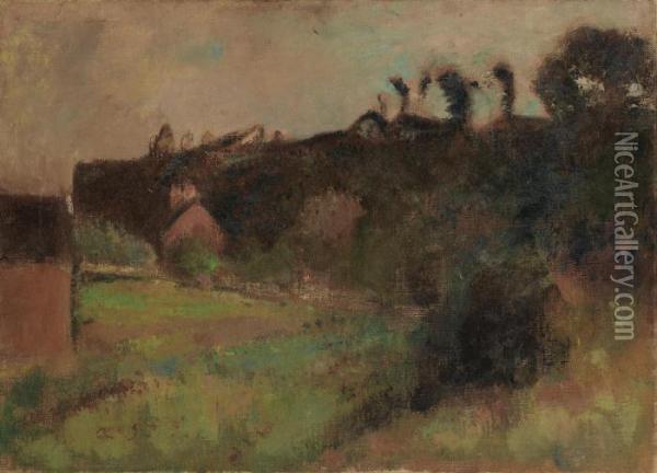Maisons Au Pied D'une Falaise Oil Painting - Edgar Degas