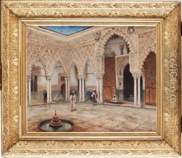 Alkazar I Sevilla Oil Painting - Frans Wilhelm Odelmark