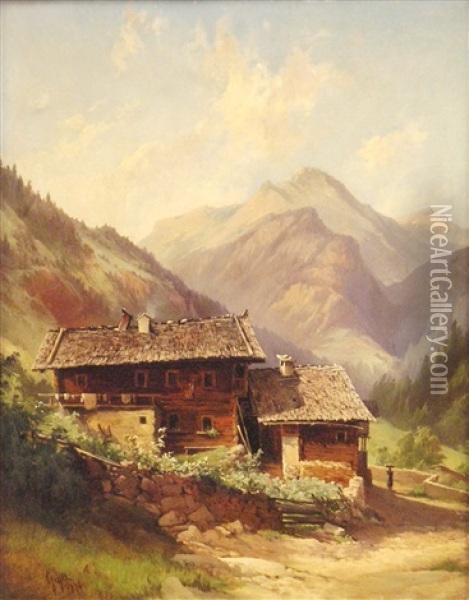 Bauernhof In Den Alpen Oil Painting - Georg Geyer