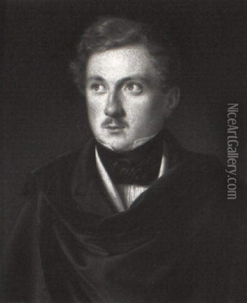 Portrat Des Freiherrn Julius Von Ponickau Im Schwarzen Umhang Oil Painting - Joseph Bernhardt