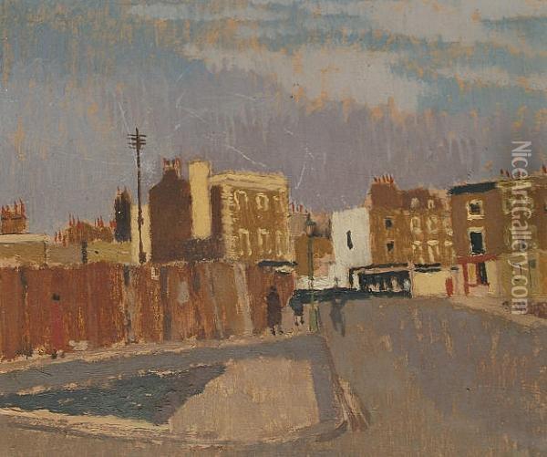 Street Scene With Lamp Post Oil Painting - Edward Morland Lewis