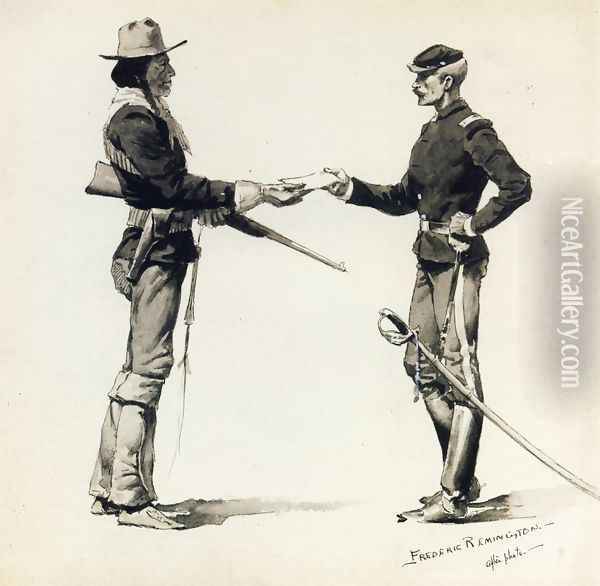 The Dispatch Bearer Troop B, United States Scouts Oil Painting - Frederic Remington