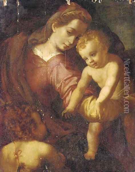 The Madonna and Child with the Infant Saint John the Baptist 2 Oil Painting - Florentine School