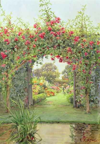 Crimson Rambler, Harleyford Manor, Marlow Oil Painting - Ernest Arthur Rowe