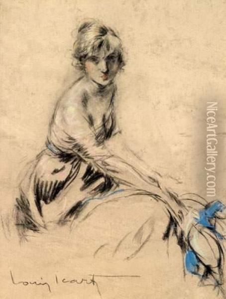 Femme Assise Oil Painting - Louis Icart