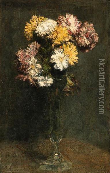 Chrysanthmes Oil Painting - Ignace Henri Jean Fantin-Latour