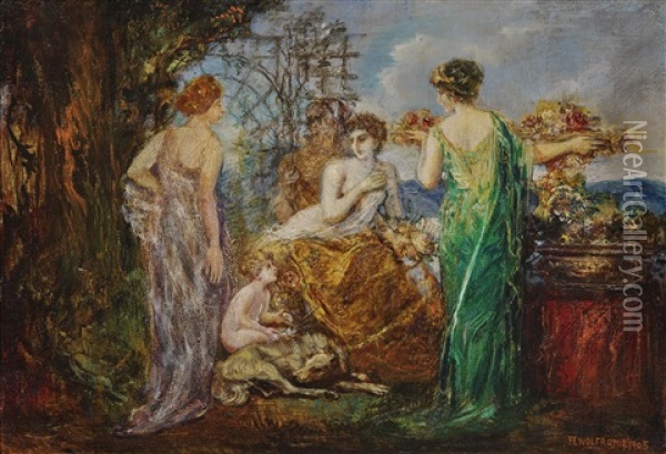 Mythological Scene Oil Painting - Friedrich Ernst Wolfrom