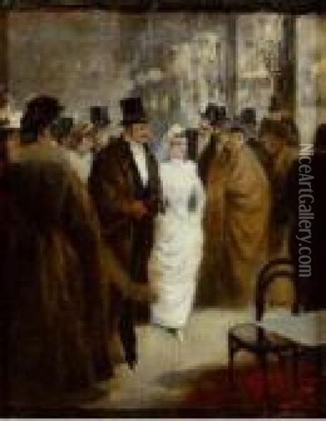 Le Mariage. Oil Painting - Albert Guillaume