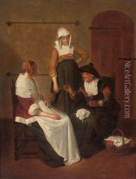 Elegant Company In An Interior Oil Painting - Quiringh Gerritsz. van Brekelenkam