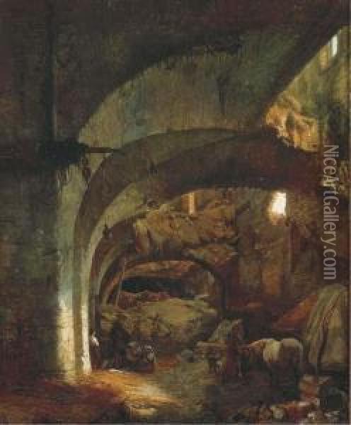 Interieur Des Caves, A La 
Citadelle D'anvers Apres Le Bombardement:catacombes Of A Citadel Oil Painting - Ignatius Josephus van Regemorter