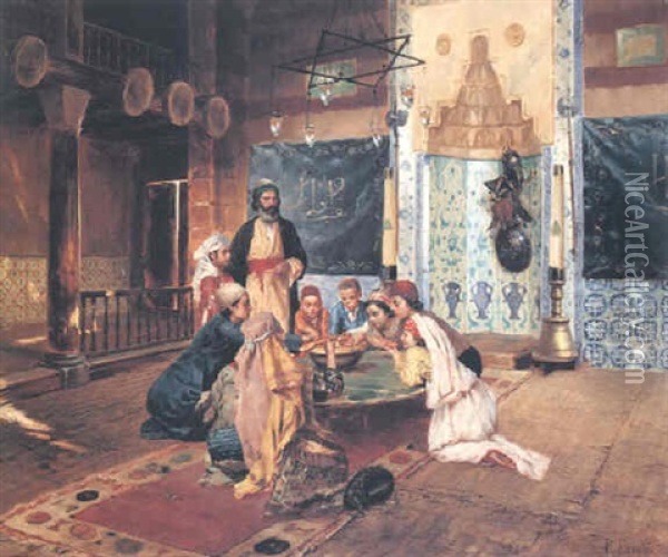 The Meal Oil Painting - Rudolf Ernst