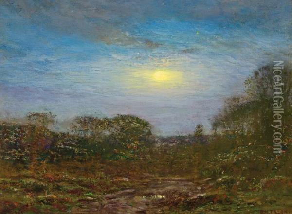 Moonrise Oil Painting - Dwight William Tryon