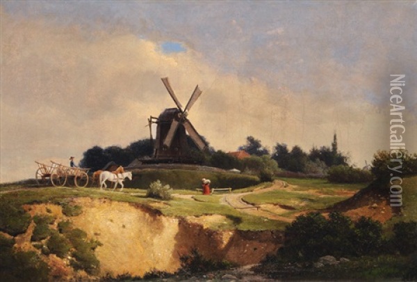 Rolands Mill In Ottensen Oil Painting - Berend Goos