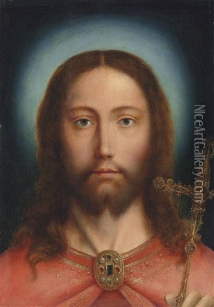 Christ As Salvator Mundi Oil Painting - Quentin Massys the Elder