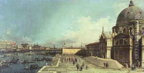 The entrance to the Grand Canal, Venice with the Church of Santa Maria della Salute Oil Painting - (Giovanni Antonio Canal) Canaletto