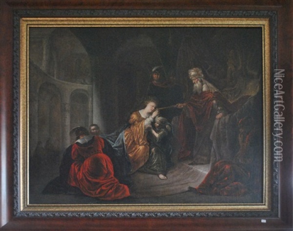 La Visite De La Reine De Saba Au Roi Salomon Oil Painting -  Rembrandt van Rijn