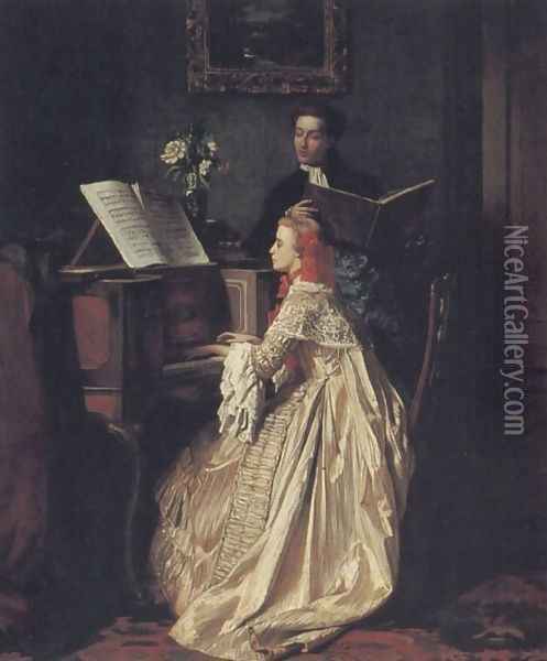 The Music Lesson Oil Painting - Jean Carolus