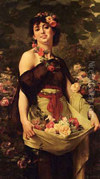 Clarence Rodolphe The Flower Girl Oil Painting - Boulanger Gustave
