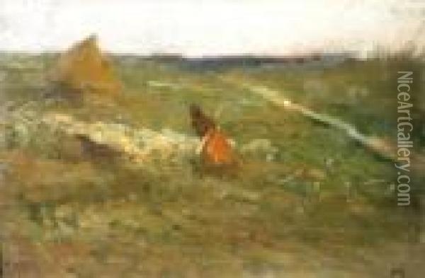 With The Animals In The Field Oil Painting - Michel Simonidy