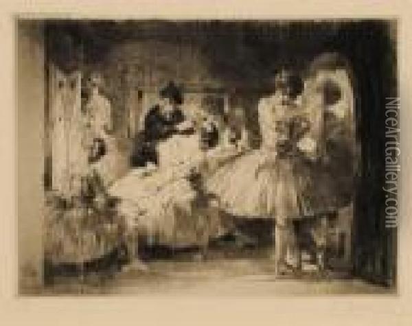Scenes From The Ballet: In The Dressing Room Oil Painting - Auguste Brouet