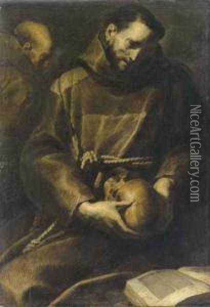San Francesco E Il Frate Leone Oil Painting - Maestro Del San Sebastiano Monti