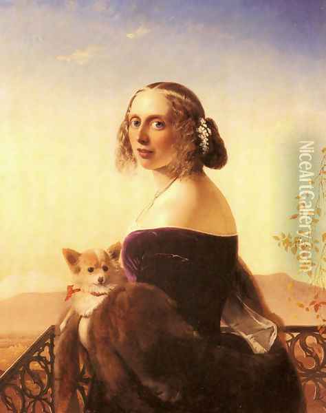 Portrait of Lady Barrett of Belhus Oil Painting - Timoleon Carl von Neff