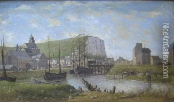 Charles Alexis Emmanuel Malapeau : Le Treport, 188 Oil Painting - Charles Alexis Malapeau
